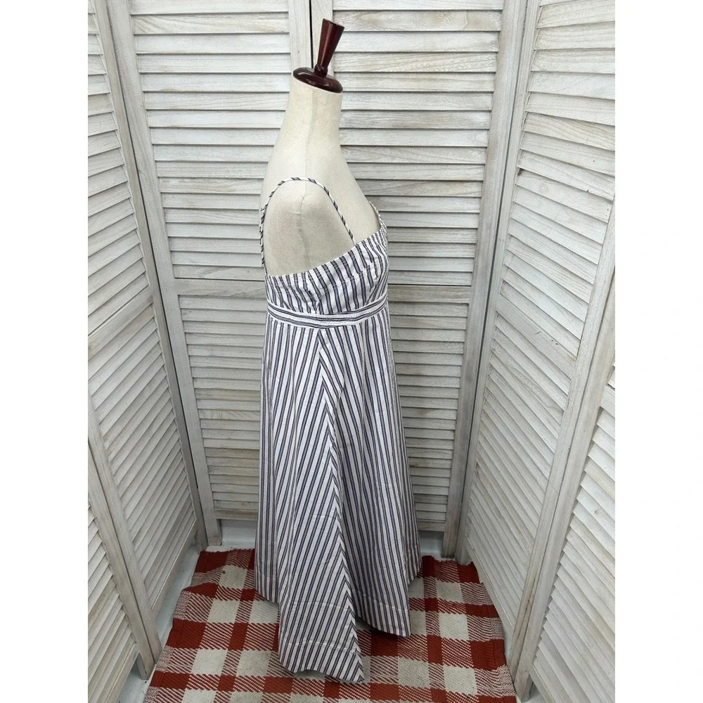 NEW J.Crew Striped Maxi Dress 20T Blue White Women Tall Cotton Coastal Sundress
